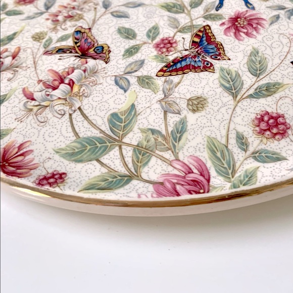 Royal Tudor Ware & Barker Bros., Ltd. Lorna Doone Botanical Butterflies Platter - Picture 4 of 12